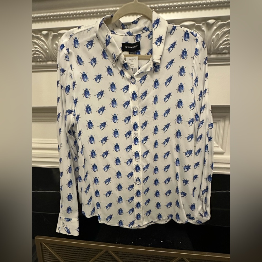Fifteen Twenty Blue Bug Print Casual Shirt